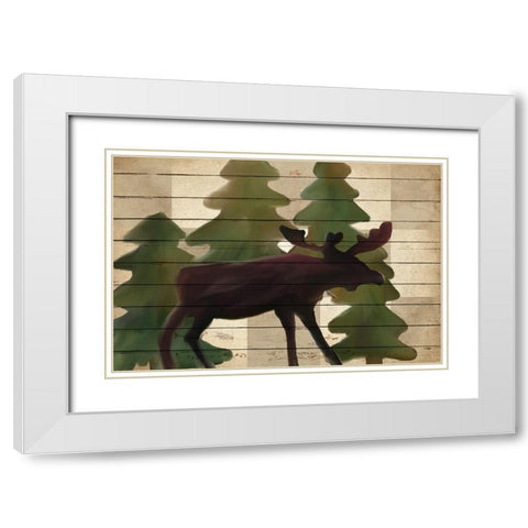 Moose Lodge White Modern Wood Framed Art Print with Double Matting by Kimberly, Allen