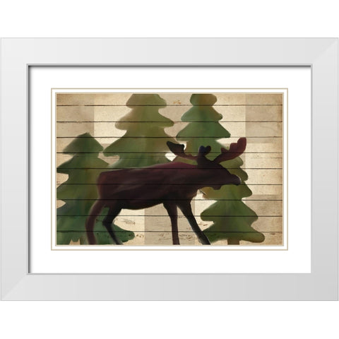 Moose Lodge White Modern Wood Framed Art Print with Double Matting by Kimberly, Allen