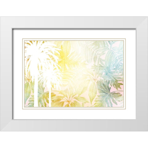 White Palms White Modern Wood Framed Art Print with Double Matting by Kimberly, Allen