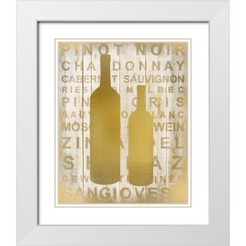 Golden Wine Silhouette 2 White Modern Wood Framed Art Print with Double Matting by Allen, Kimberly