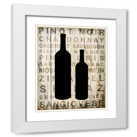 Wine Silhouette 2 White Modern Wood Framed Art Print with Double Matting by Allen, Kimberly
