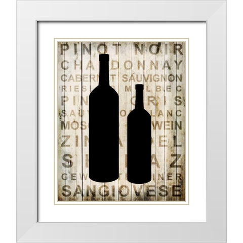 Wine Silhouette 2 White Modern Wood Framed Art Print with Double Matting by Allen, Kimberly
