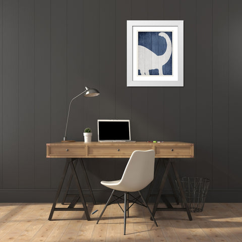 Dino 1 White Modern Wood Framed Art Print with Double Matting by Kimberly, Allen