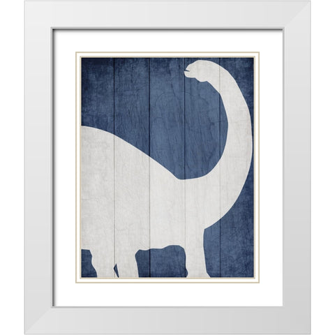 Dino 1 White Modern Wood Framed Art Print with Double Matting by Kimberly, Allen