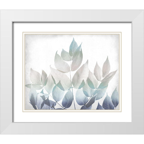 Antiqued Leaves 1 v2 White Modern Wood Framed Art Print with Double Matting by Kimberly, Allen