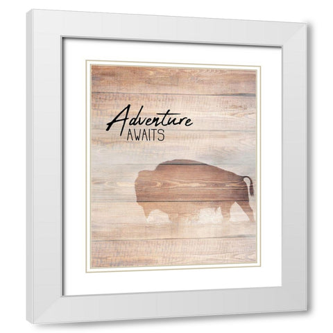 Adventure Awaits White Modern Wood Framed Art Print with Double Matting by Kimberly, Allen