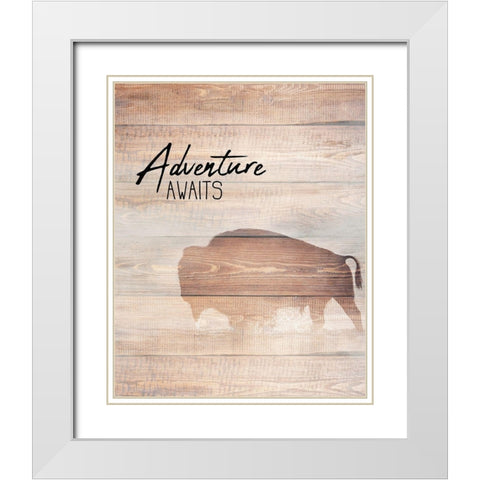 Adventure Awaits White Modern Wood Framed Art Print with Double Matting by Kimberly, Allen
