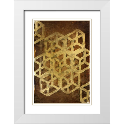 Geo Gold 1 White Modern Wood Framed Art Print with Double Matting by Allen, Kimberly