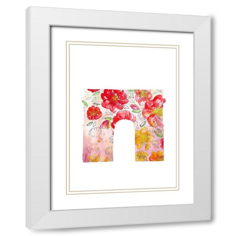 Arc Flowers White Modern Wood Framed Art Print with Double Matting by Kimberly, Allen