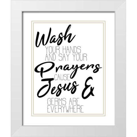 Jesus and Germs White Modern Wood Framed Art Print with Double Matting by Kimberly, Allen