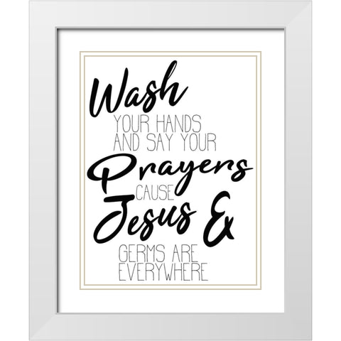 Jesus and Germs White Modern Wood Framed Art Print with Double Matting by Kimberly, Allen