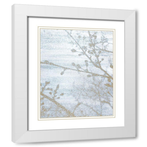 Gilded Branch 1 White Modern Wood Framed Art Print with Double Matting by Kimberly, Allen