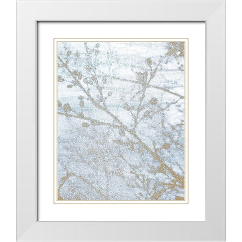 Gilded Branch 2 White Modern Wood Framed Art Print with Double Matting by Kimberly, Allen