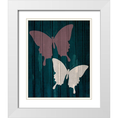 Painted Butterflies 1 White Modern Wood Framed Art Print with Double Matting by Kimberly, Allen