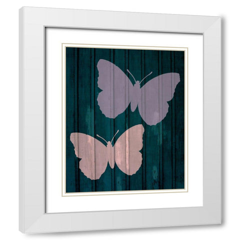 Painted Butterflies 2 White Modern Wood Framed Art Print with Double Matting by Kimberly, Allen