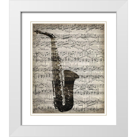Music Sheets 2 White Modern Wood Framed Art Print with Double Matting by Kimberly, Allen