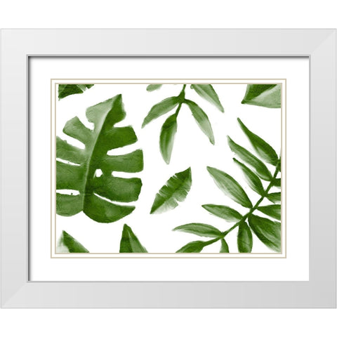 Tropic Green 1 White Modern Wood Framed Art Print with Double Matting by Kimberly, Allen
