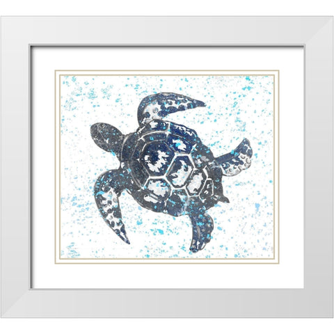 Splatter Turtle White Modern Wood Framed Art Print with Double Matting by Kimberly, Allen