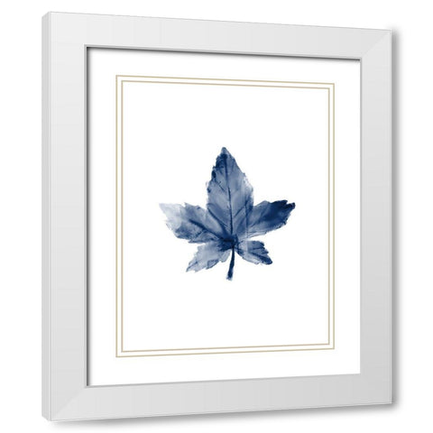 Navy Leaf Print 1 White Modern Wood Framed Art Print with Double Matting by Kimberly, Allen