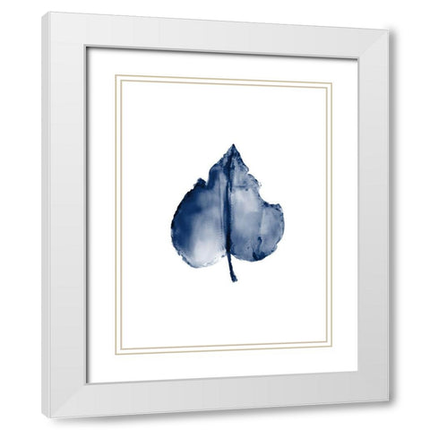 Navy Leaf Print 2 White Modern Wood Framed Art Print with Double Matting by Kimberly, Allen