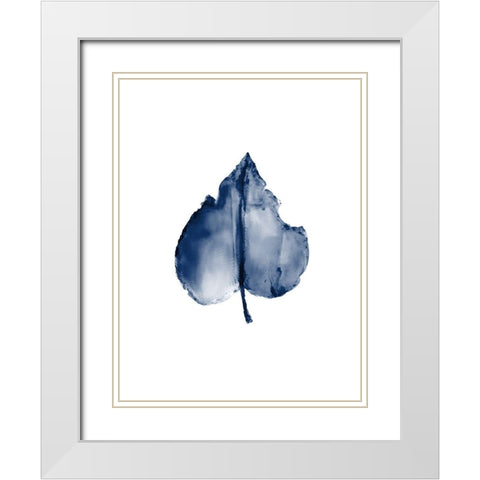 Navy Leaf Print 2 White Modern Wood Framed Art Print with Double Matting by Kimberly, Allen