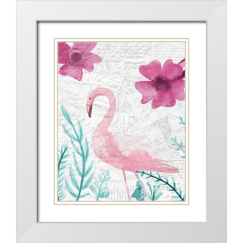 Flamingo Mail 2 White Modern Wood Framed Art Print with Double Matting by Kimberly, Allen