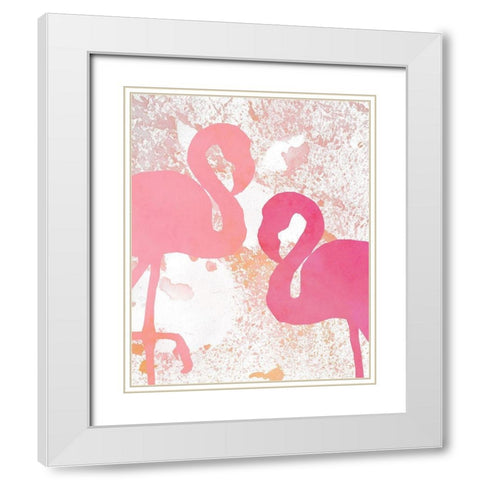 Flamingos 1 White Modern Wood Framed Art Print with Double Matting by Kimberly, Allen