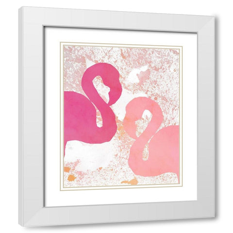 Flamingos 2 White Modern Wood Framed Art Print with Double Matting by Kimberly, Allen