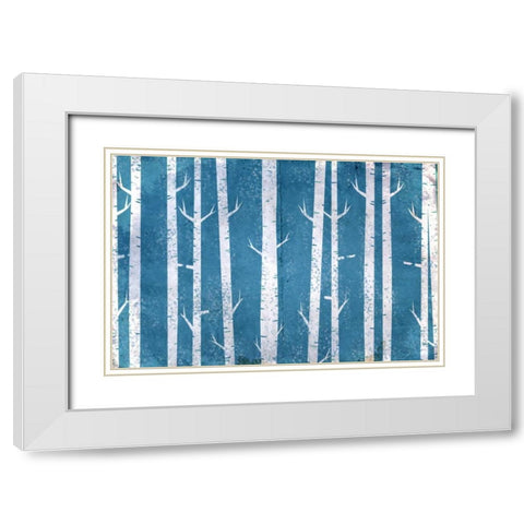 Blue In the Birches White Modern Wood Framed Art Print with Double Matting by Allen, Kimberly