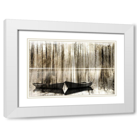 Canoe Morning White Modern Wood Framed Art Print with Double Matting by Kimberly, Allen
