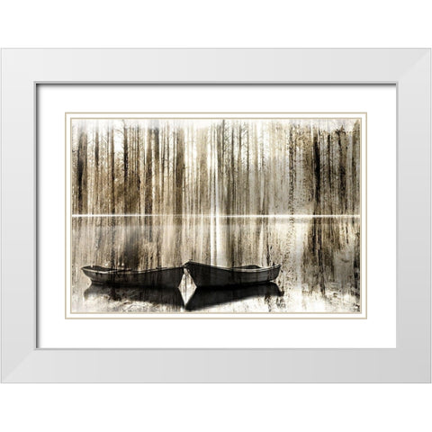 Canoe Morning White Modern Wood Framed Art Print with Double Matting by Kimberly, Allen