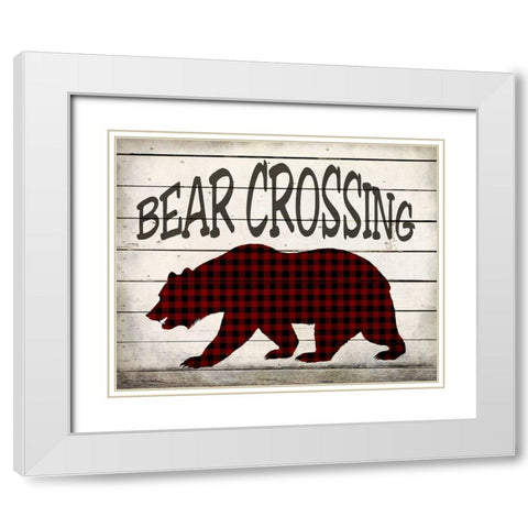 Bear Crossing White Modern Wood Framed Art Print with Double Matting by Kimberly, Allen