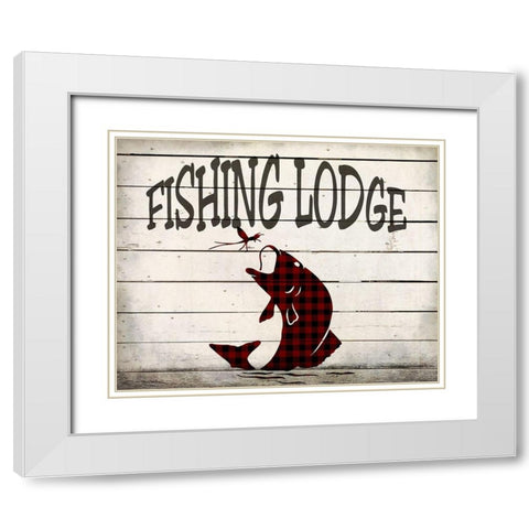 Fishing Lodge White Modern Wood Framed Art Print with Double Matting by Kimberly, Allen