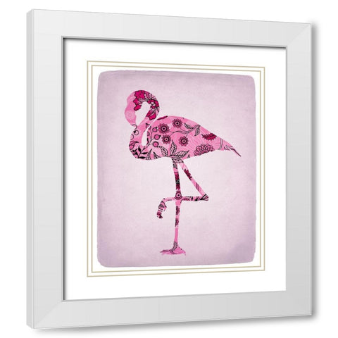 Flamingo 2 White Modern Wood Framed Art Print with Double Matting by Kimberly, Allen