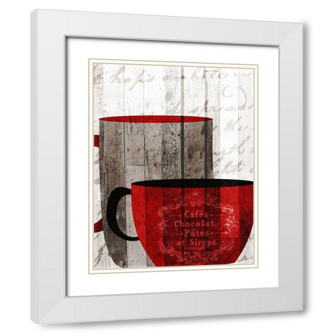 Morning Coffee 1 White Modern Wood Framed Art Print with Double Matting by Kimberly, Allen