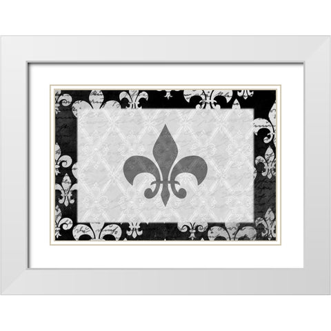 Fleur de Lis White Modern Wood Framed Art Print with Double Matting by Kimberly, Allen