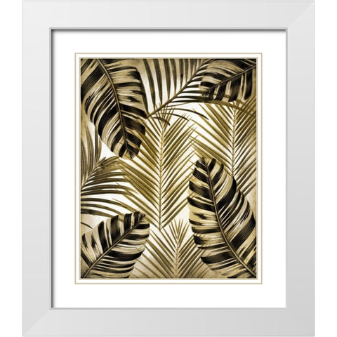 Gold Palm 2 White Modern Wood Framed Art Print with Double Matting by Allen, Kimberly