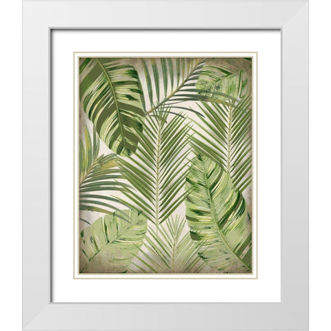 Tropic Palms 1 White Modern Wood Framed Art Print with Double Matting by Kimberly, Allen