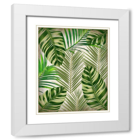 Palms 1 White Modern Wood Framed Art Print with Double Matting by Allen, Kimberly