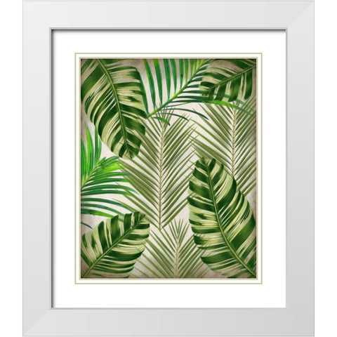 Palms 1 White Modern Wood Framed Art Print with Double Matting by Allen, Kimberly