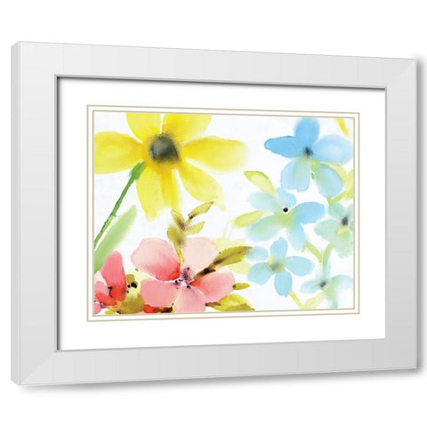 Springtime Blooms White Modern Wood Framed Art Print with Double Matting by Kimberly, Allen
