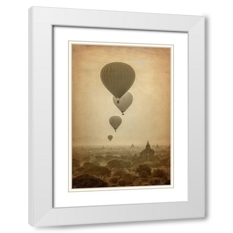 Hot Air Balloon Ride White Modern Wood Framed Art Print with Double Matting by Kimberly, Allen