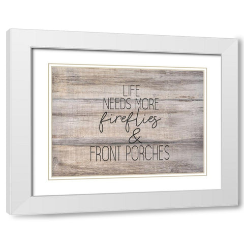 Fireflies White Modern Wood Framed Art Print with Double Matting by Kimberly, Allen