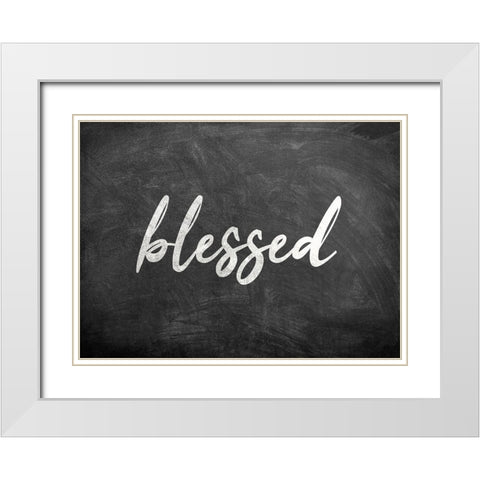 Chalkboard Blessed White Modern Wood Framed Art Print with Double Matting by Kimberly, Allen