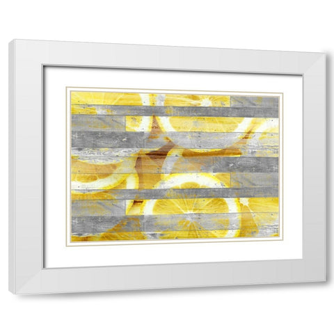 Lemon Slice White Modern Wood Framed Art Print with Double Matting by Kimberly, Allen