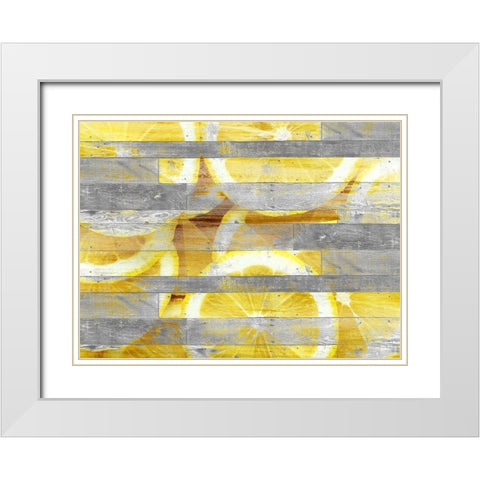Lemon Slice White Modern Wood Framed Art Print with Double Matting by Kimberly, Allen