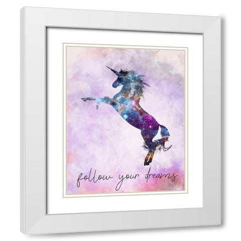 Follow your Dreams v3 White Modern Wood Framed Art Print with Double Matting by Kimberly, Allen