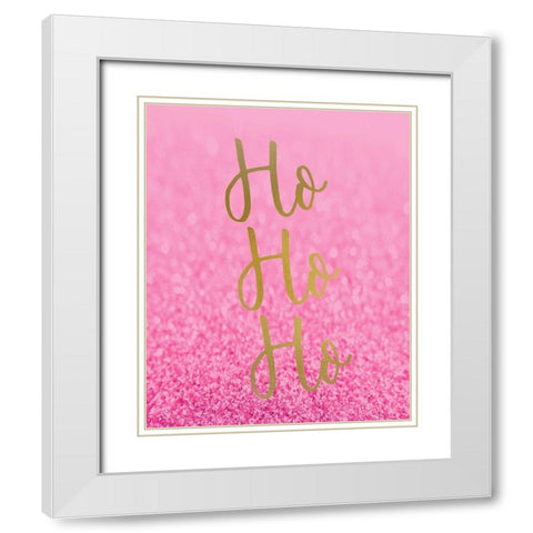 HO HO HO Pink White Modern Wood Framed Art Print with Double Matting by Kimberly, Allen
