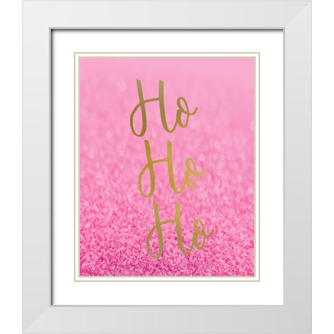 HO HO HO Pink White Modern Wood Framed Art Print with Double Matting by Kimberly, Allen