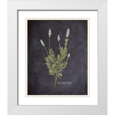 Blackboard Herbs 1 White Modern Wood Framed Art Print with Double Matting by Kimberly, Allen
